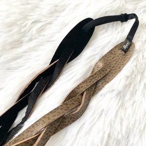 Hipsy Tan Pebble Genuine Leather Braided Adjustable No Slip Fashion Headband